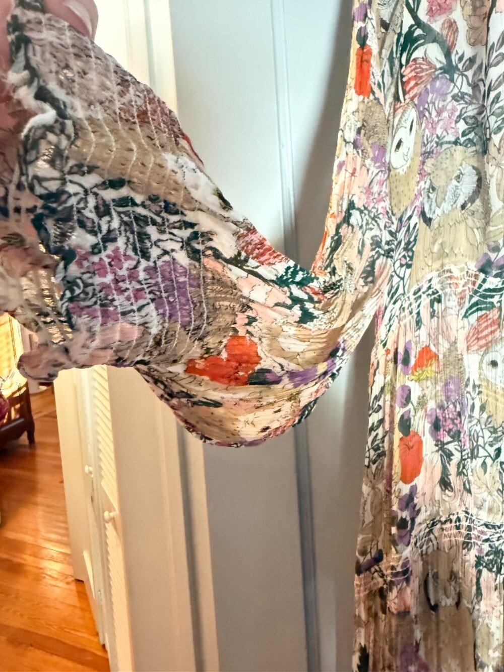 Anthropologie Marais Printed Chiffon Maxi Dress, Floral Print, Size 1X - Picture 7 of 9